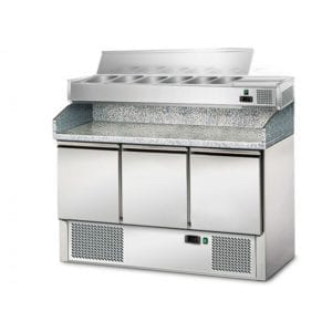 Meuble pizza compact + présentoir inox 1/4 / 3 portes