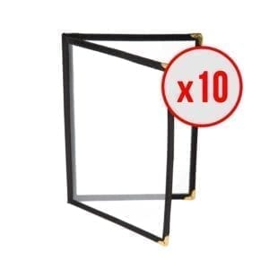 10 x Porte-menus Noir - Style américain - 4 VUES A5