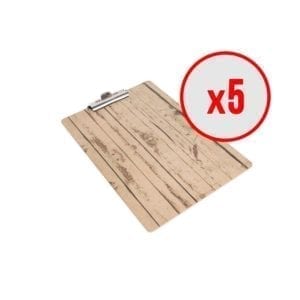 5 x Plaques porte-menu effet bois - A5