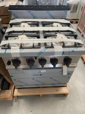 Cuisinière gaz 4 brûleurs puissants (21.5kW) sur four gaz (4kW)