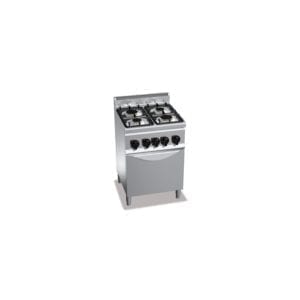 Cuisinière gaz 4 brûleurs (12.4kW) sur four gaz (3.5kW)