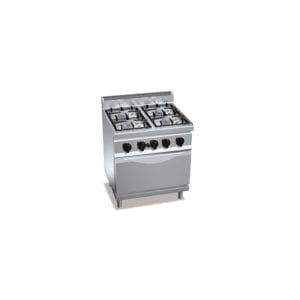 Cuisinière gaz 4 brûleurs puissants (21.5kW) sur four électrique puissant (7.5kW)