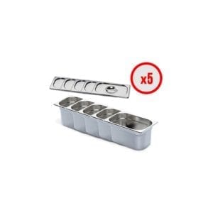 Pack X5 Bac Gastro GN 1/4 + Couvercle (prof. 150mm)