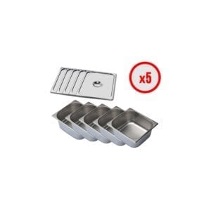 Pack X5 Bac Gastro GN 2/3 + Couvercle (prof. 150mm)