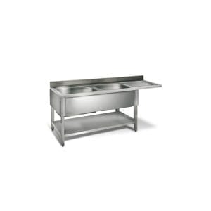 Table lave-vaisselle 2 éviers prof.700 - égouttoir D / 1800 mm