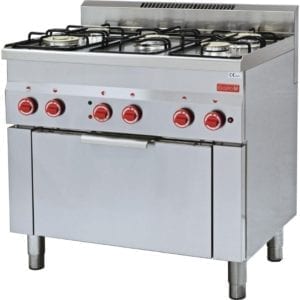 Cuisinière gaz 5 brûleurs puissants (15,5Kw) sur four électrique convection (3Kw)