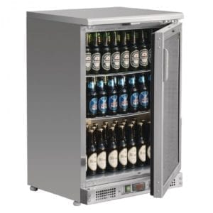 Arrière bar inox / 1 porte pivotante vitrée
