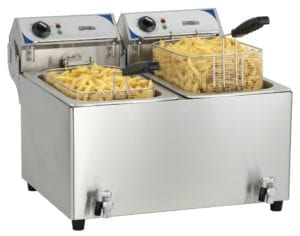 Friteuse électrique avec vanne de vidange 2 x 10 litre