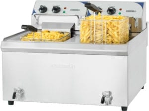 Friteuse électrique avec vanne de vidange 2x10 litres haut rendement 400v