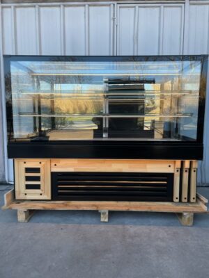 Vitrine de présentation moderne vitrage droit réfrigérée pour boulangerie / pâtisserie / snack