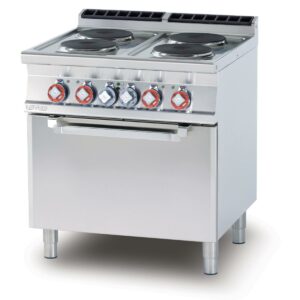 Fourneau électrique 4 plaques sur four électrique statique GN2/1 - Profondeur 700- LOTUS