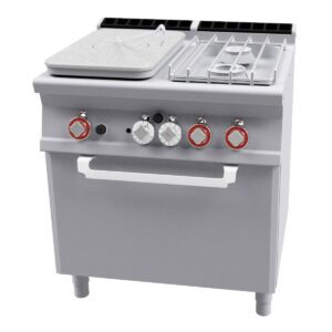 Fourneau gaz 2 feux + plaque coup de feu four électrique GN2/1 - PROFONDEUR 700- LOTUS